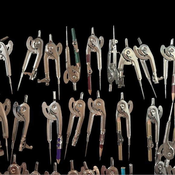 Vintage Drafting Compasses – Lot of 27 – Mixed Styles with Pencil Holders - Picture 3 of 3